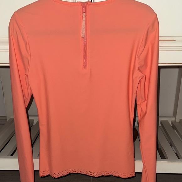Cabana Life Coral Orange Long Sleeve Top with zipper in back - Picture 3 of 4